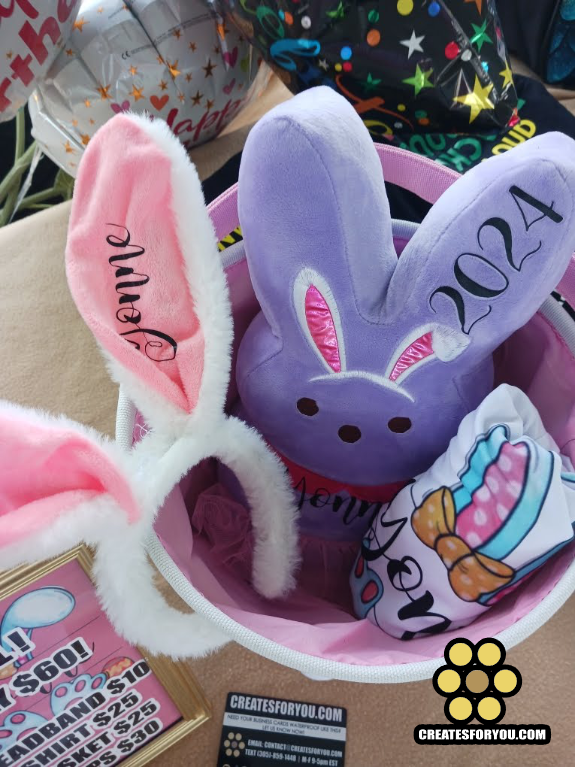 Personalized Easter Basket Bundles! Tshirt, PEEPS, Bunny Ears, and BASKET INCLUDED!